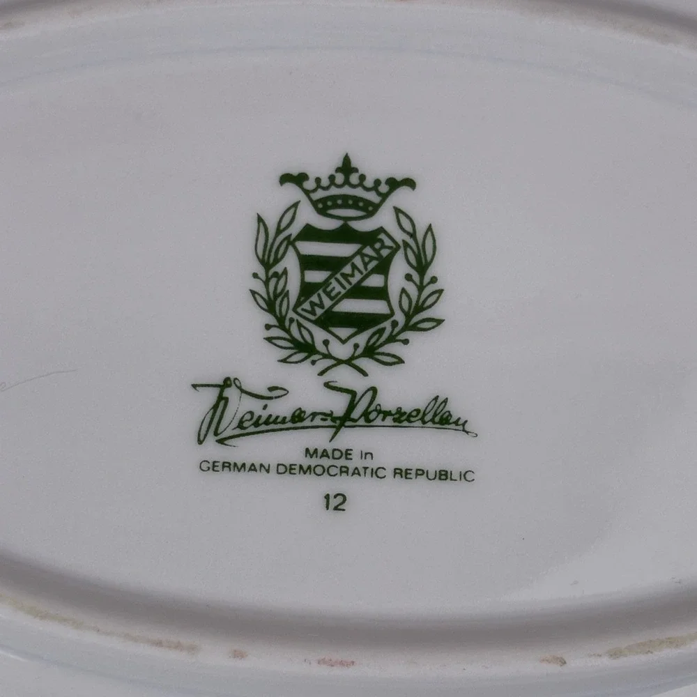 Weimar Porzellan Oval Platter Gold Oak Leaf Acorn GDR Germany Grandmillennial